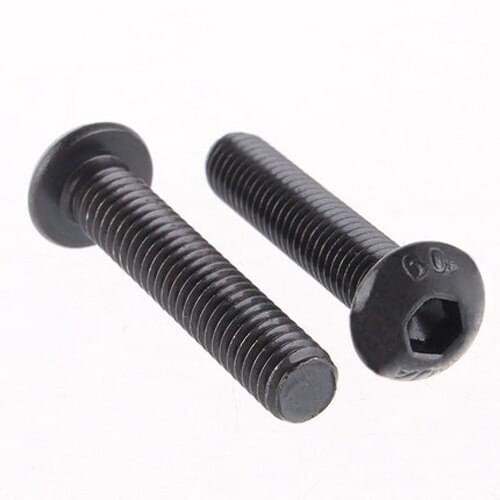 10.9 grade 30PCS M6 steel Allen screws mushroom head screw inner hexagon bolt Semi-round head bolts Black 8mm-50mm length