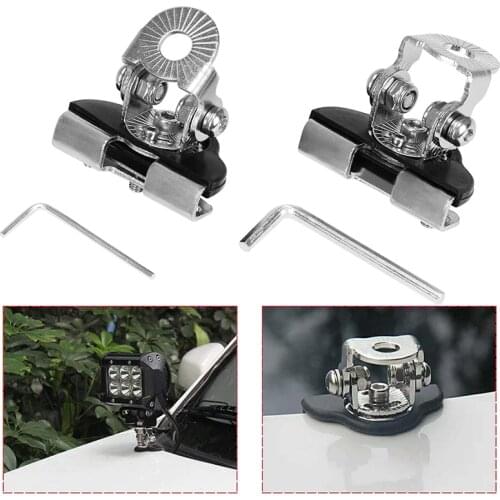 Universal A Pillar Hood LED Work Light Bar Mount Bracket Clamp Holder for Offroad SUV ATV 4WD Adjustable Mounting Bracket 2Pcs
