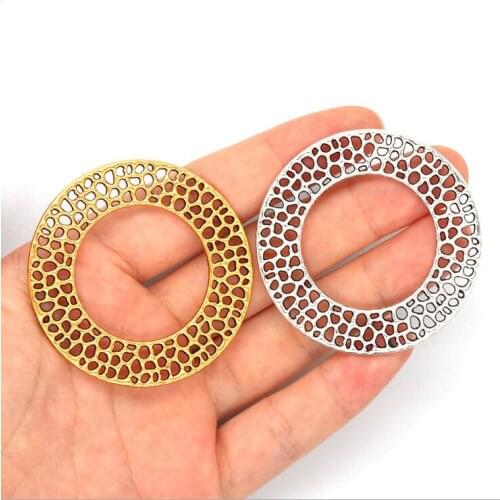 20pcs Hollow Antique Silver tone/Antique Bronze Necklace Bracelet Round Pendant Charm Finding,DIY Accessory Jewellery Making