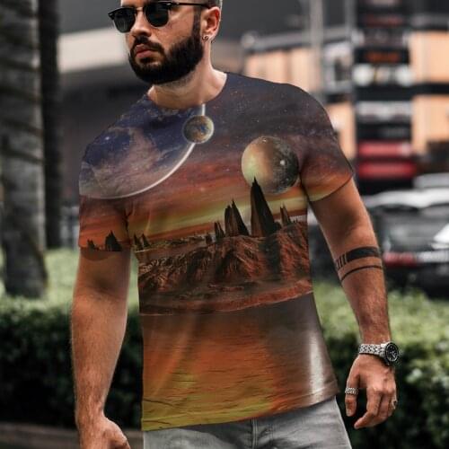 2021 Starry Sky 3d Printed T-shirt Mens Summer Casual Mens T-shirt Fun T-shirt Street Style Mens and Womens Top Xxs-6xl