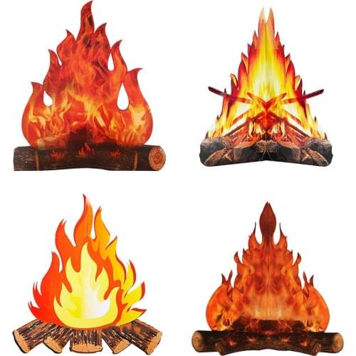 3D Flame Cardboard Halloween Spring Festival Bonfire Paperboard Easter Christmas Fire Pile Home Party Decoration