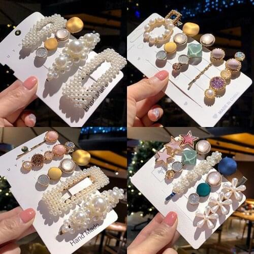 5 Pcs Girls Hairpin Handmade Pearls Hair Clips Headwear Girls Sweet Hairpins Hair Accessorie Childrens Hairpin