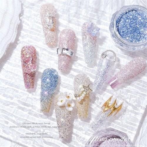 8 Colors Nail Crystal Diamond Powder Rainbow Color Glitter Shiny Pigment Holographic Glass Micro Drill Nails Art Decoration