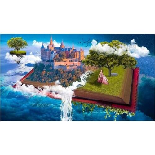5D DIY Full Round Diamond Painting Book & Castle Landscape 3D Embroidery Cross Stitch Rhinestone Mosaic Home Decor Gift Y1206