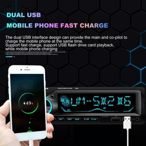 Auto MP3 Player APP Control Bluetooth Fast Charging Colorful Lights Player for Vehicles автомагнитола adio coche con pantalla