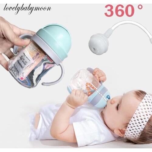 250ML Drinking Bottle Kids Cartoon Baby Feeding Bottle Infant Children PP Non-spill Portable Straw Water Bottle Drinkware