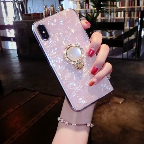 Conch Shell Phone Case For Xiaomi Redmi Note 7 Pro 6A 8A mi 8 10 MI 9 note 8 8T Note 9S Pearl ring bracket Soft TPU shell Cases