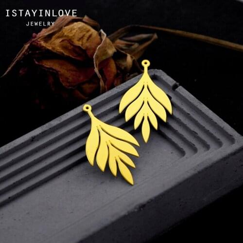 Handmade Jewelry Making Supplies Pendant Laser Cut Metal Plant Leaf Raw Brass Charm Findings For DIY Necklace Earring RD555 6