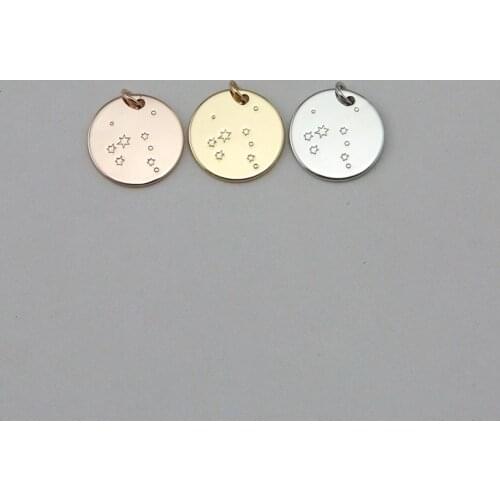 Dainty Sagittarius Disc Zodiac Pendant DIY Charm For Necklace Jewelry Making Accept Custom Design