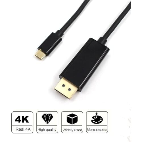 Type-C to Display Port HDMI Cable Adapter USBC to DP Cable 4K30 Hz Gold-plated for HDTV Projector Laptop, Montor N165 Black 1.8M