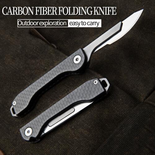 Carbon fiber pocket knife outdoor camping knife emergency self-defense knife EDC multi-function tool knife