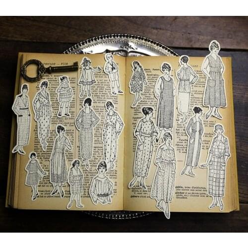 KLJUYP 45pc Retro Character Cardstock Die Cuts for Scrapbooking Happy Planner/Card Making/Journaling Project