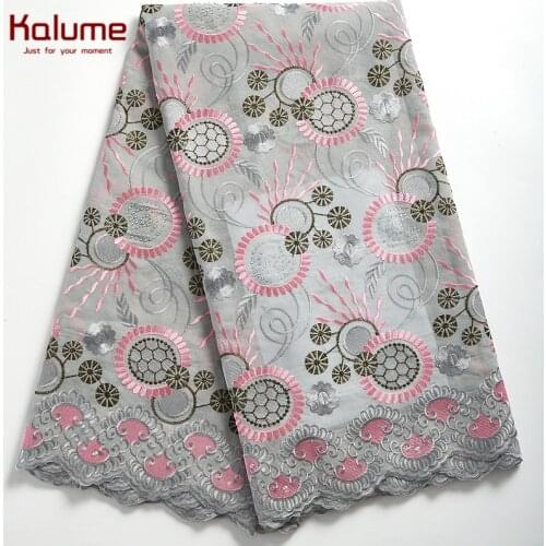 Kalume Latest African Lace Fabric Stones Nigerian Swiss Cotton Lace Fabric High Quality Cotton Lace Fabric For Dress Party F2305
