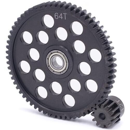 64T Spur Gear Metal Gearbox Gears 12T Motor Pinion Gear for 1/10 Rock Crawler Axial 90048 Yetti RC Cars