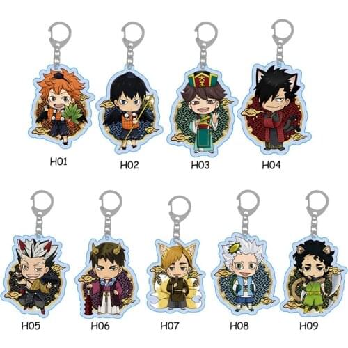 Cute Cartoon Keychain Volleyball Boy Key Chain Ring Anime Haikyuu Volleyball Junior Acrylic Peripheral Keychain Pendant