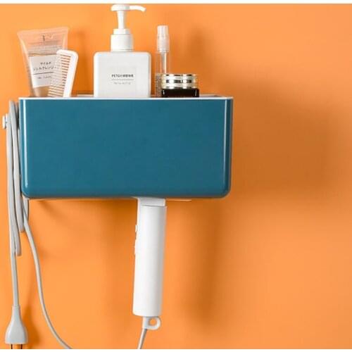 Family Bathroom Multifunctional Plastic Storage Box Punch-Free Hair Dryer Toothbrush Toothpaste Facial Cleanser Storage Box