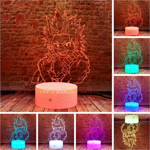 MHA Deku7 Kirishima Eijiro Model 3D Illusion LED Nightlight Colors Change Desk Lamp My Hero Academia Anime action & toy figures