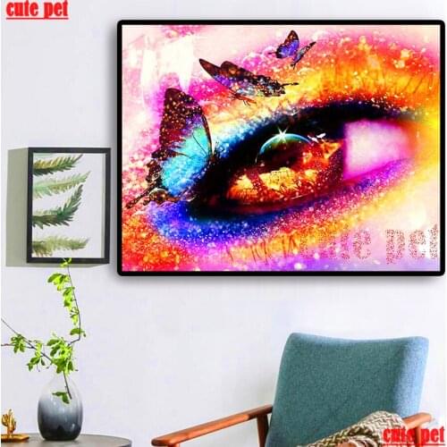 Mosaic Fantasy butterfly eyes starry sky full diamond puzzle Diy diamond painting cross stitch Diamond Embroidery Art home decor