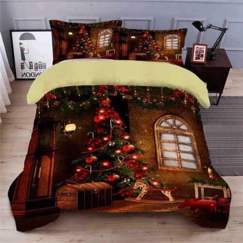New Red christmas tree Duvet Cover Pillowcase Sheets Bedding Set Home Textile Endless Reactive Pringting Quilt Cover Bedding Set