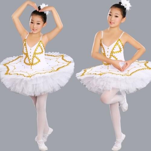 2019 New Children Girls Swan Lake Costume Professional Ballet Tutu Kid Ballerina Dress Ballet Leotards For Women Shiny Dancewear