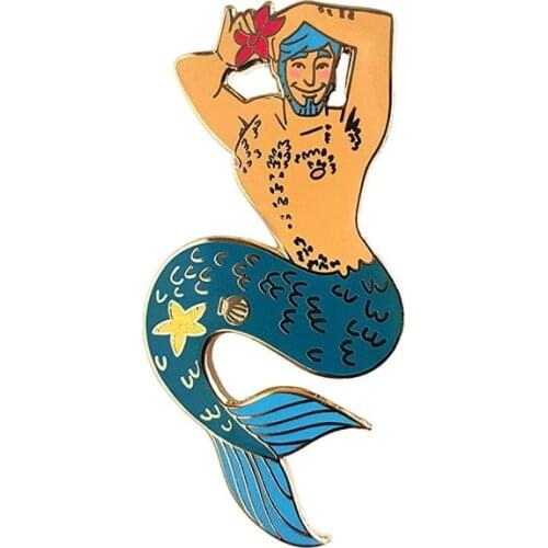 Novelty Merman Enamel Lapel Pin Badge Pins Hats Clothes Jewelry Accessories