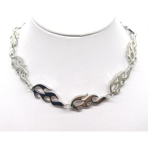 Hip Hop Streetwear Flame Unisex Choker Necklace Punk Style Metal Lady Girl Pendant Necklace Rock Chain Jewelry Accessories