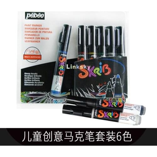 Pebeo Skrib paint MARKERS,SKRIB Paint 6,12 MARQUEURS Acrylique, Peinture, Multicolore,acrylic markers,Childrens painting