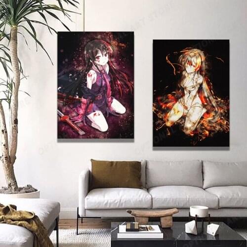 Akame Ga Kill Poster, Japanese Manga Art Prints, Anime Movie Character Wall Picture, Japan Cartoon Pretty Girl Combat Wall Art