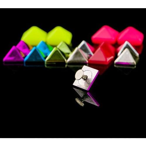 50/100PCS Plastic Sharp Colorful Square Garment Rivet Studs For Bag Hat Jeans Shoes Leather Carft Chocker Wrap Belt Accessories