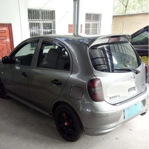 Use For Nissan March 2010-2015 Year Spoiler ABS Plastic Carbon Fiber Look Rear Trunk Wing Car Body Kit Accessories