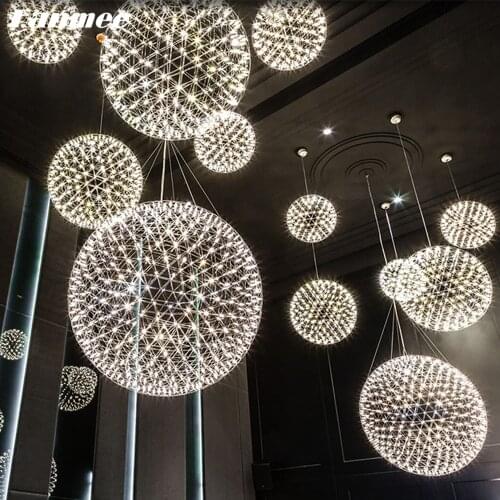 Modern Stainless Steel Chandelier Lighting Nordic Firework Sparkball Pendant Hanging Lamp Indoor Light Fixture Pendant Lamp