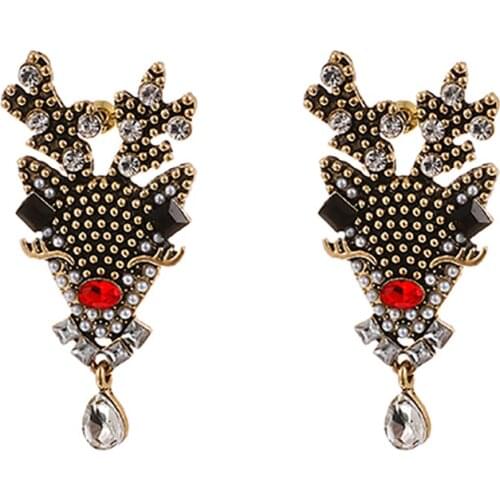 ZHINI Fashion Cartoon Christmas Earrings for Women Gothic Ethnic Zircon Crystal Water Drop Earring Wedding Trendy Jewelry 2020