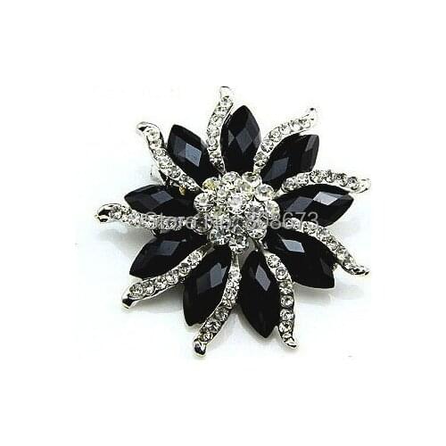 Retail Fashion Vintage Style Women Costume Party Brooch Black Resin Flower Gift Jewelry Pins