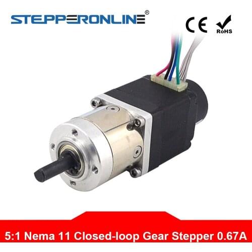 Nema 11 Closed-loop Geared Stepper Motor L=31mm Gear Ratio 5:1 Encoder 300CPR 0.67A Nema11 Step Motor