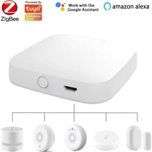 ZigBee Gateway Hub For Tuya APP Smart Home Device For Door Temperature Smoke Motion Sensor ,Compatible With Alexa Google Home
