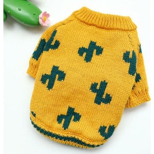 Warm Dog Sweater Puppy Turmeric Cactus Chihuahua Sweater Pet Cat Dog Clothes For Small Dogs Cats Winter Autumn Pets Clothing Pug