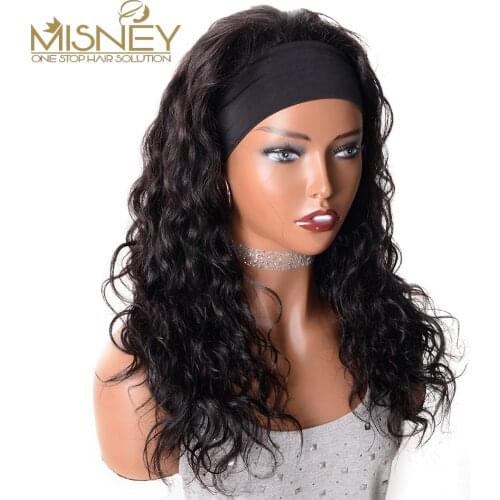 Water Wave Headband Wig Human Hair Wigs For Black Women Brazilian Remy Hair Full Machine Made Wig Natural Color Free Shipping HD