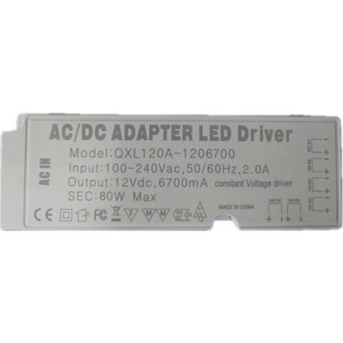 High Quality 80W 12V Power Supply 6 ports LED Driver Adapter Transformer Fireproof 100-240V 6000mA For LED strip Cabinet light