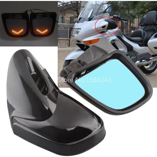 Bright Black Motorcycle LED Turn Signal Rearview Mirrors For BMW K1200 K1200LT 1999-2008