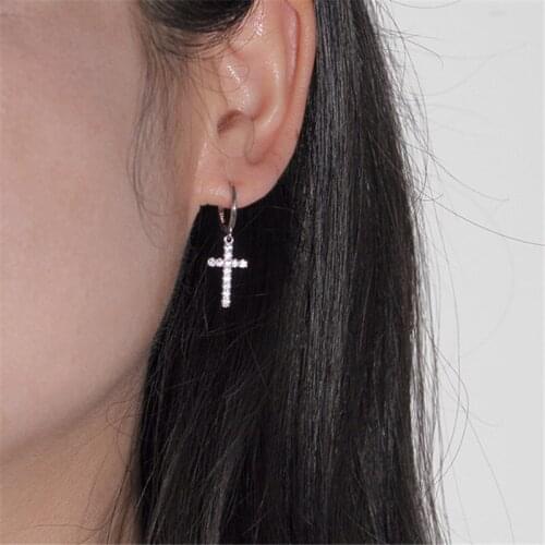 925 Sterling Silver Tassel Zircon Cross Stud Earrings For Women Girls Party Wedding Fashion 2021 Jewelry Pendientes eh1139