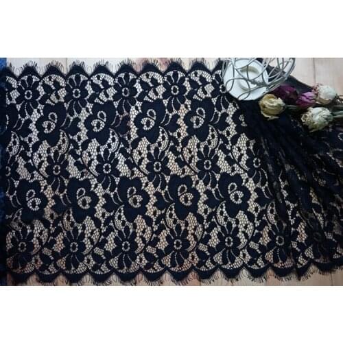 3m/lot Voile Embroidery White Black Eyelash Fabric Lace DIY Crafts Wedding Party Decoration 40cm Wide