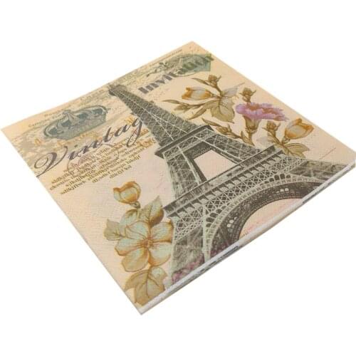 33*33cm 20Pcs/lot Tower Color Printing Napkin Tissue Party Square Mat Facial Tissue DIY Birthday Wedding Party Paper Decor