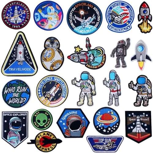 Aerospace Universe Iron On Knitting Textile Woven Sewing Accessories Patch Piece Popular Stripes Applique Stickers Personalised
