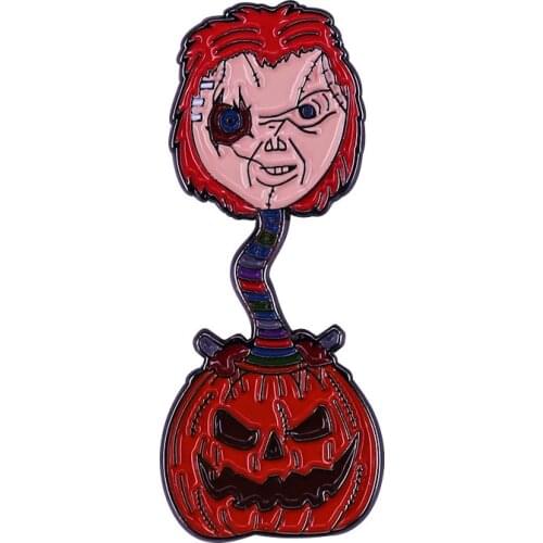 Horror Movie Lovers Accessories Childs Play Chucky And pumpkin head Metal Enamel Lapel Clothes Coats Bag Badge Brooch Pin