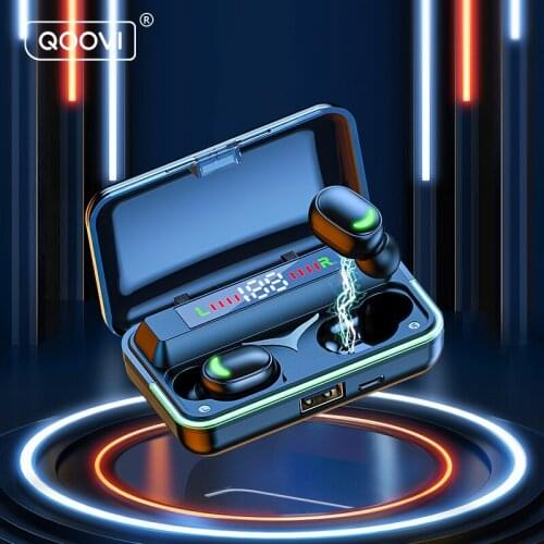QOOVI TWS Bluetooth Earphone 2200mAh Charging Case Bass Wireless Earbuds Gaming Headphones Waterproof Sport Headsets With Mic