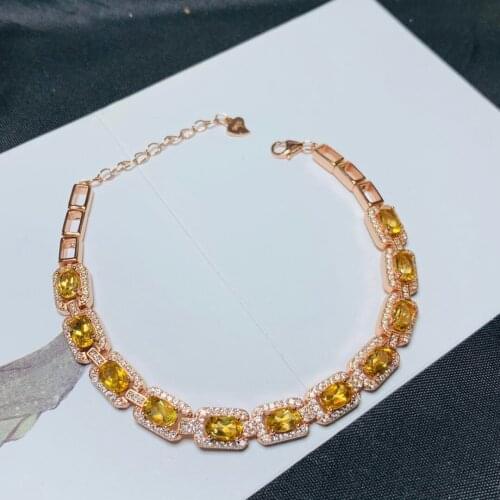 Party Gift Super Good Color Citrine Bracelet 925 Sterling Silver Fine Jewelry Natural and Real Citrine Bracelet