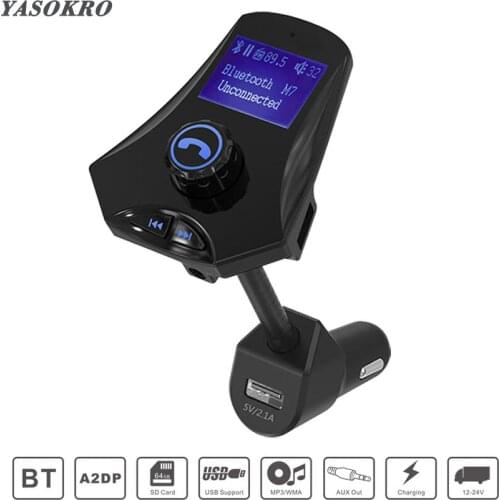 YASOKRO Bluetooth FM Transmitter HandsFree Car Kit AUX Car Mp3 Audio Player 3.1A USB Car Charger Support USB Disk & TF Card