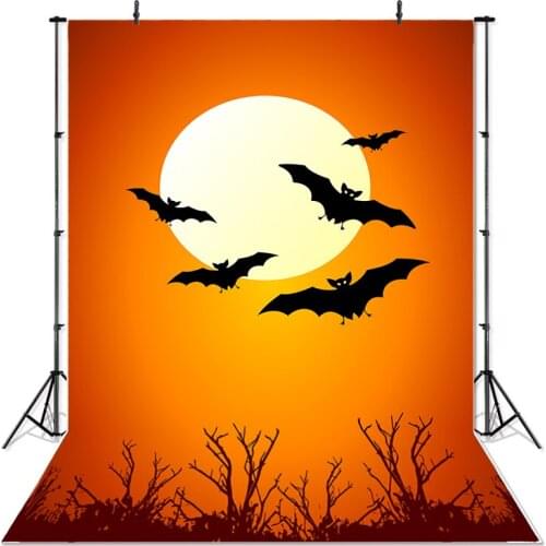 Halloween Photography Background Dusk Bat Kids Children Dead Branches Photo Backdrop Halloween Party Banner Studio Decoration