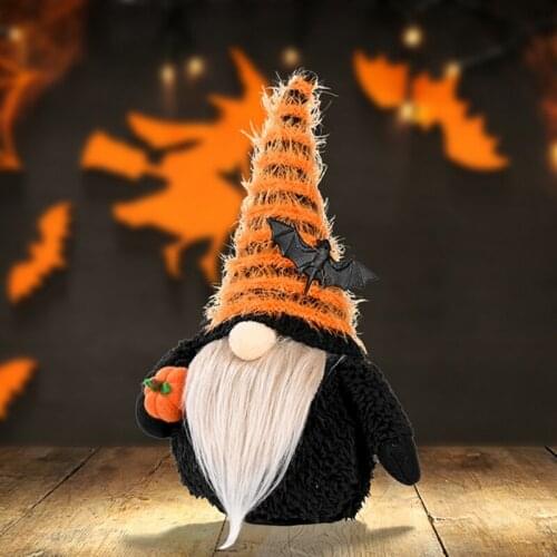 Halloween Rudolf Faceless Gnome Standing Doll Holding Pumpkin Cotton Toys Home Decor Gift Home Office Desktop Decoration