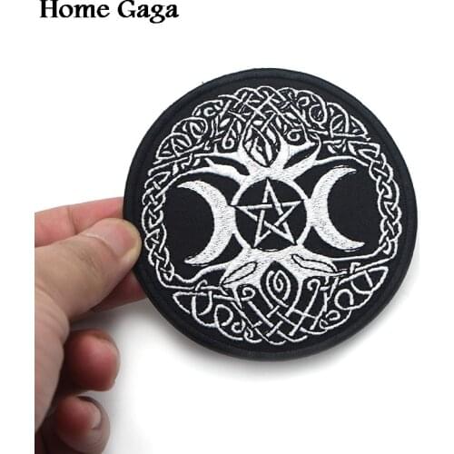 Homegaga Triple Moon Goddess Embroidered Iron on Patches para DIY Clothes wallet bag shoes badges Sticker D0792